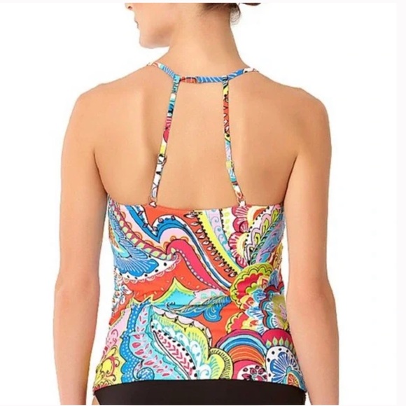 Anne Cole Paisley High-Neck Tankini Top - Picture 3 of 10